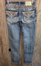 Miss Me Denim Blue Jeans Women Size 25 26x29 Curvy Skinny E9129VS4S - Sequins