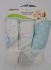 CRIBMATES 3 Hooded Towels 3 Washcloths Baby Shower Gift Set, Newborn Infant