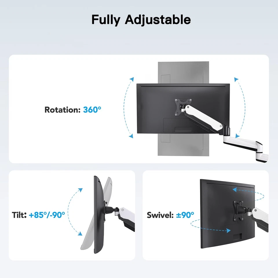 Soporte de monitor triple - Montaje de monitor articulado de movimiento completo apto para tres 17 a... Foto 4 de 4