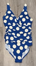 Boden Polka Dot Print One Piece Blue Swimsuit Women  s US 8R Ruched Tummy Control