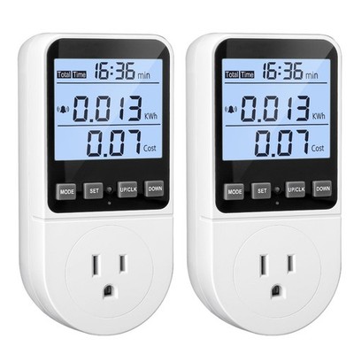 2 Pack Upgraded Watt Meter, Power Meter Plug Electricity Usage 2 Pack, White
