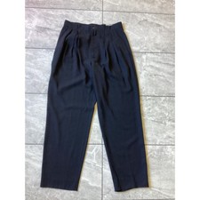 Gianni Versace Vintage Black 100% Wool Pleated High Waist Trousers Italy 46