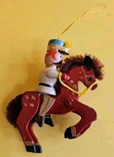 Vintage Christmas Wooden Rocking Horse Holiday Tree Ornament