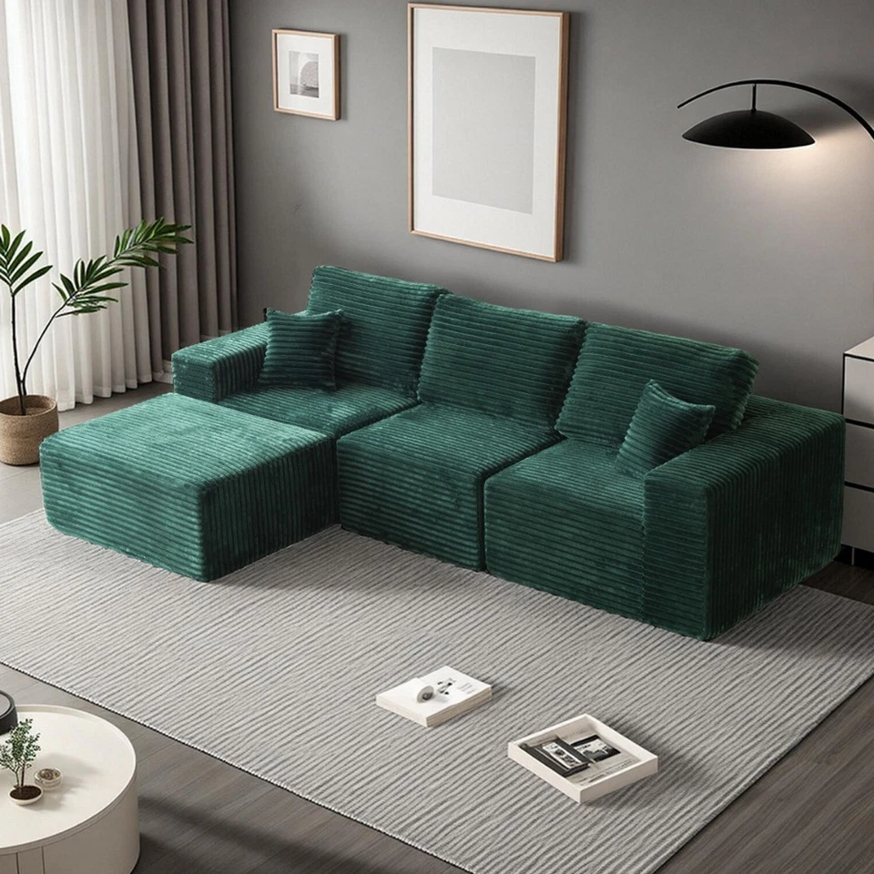 Sofá nube seccional en forma de L de 107" con chaise orientado a la izquierda sofá deshuesado de felpa Foto 4 de 4