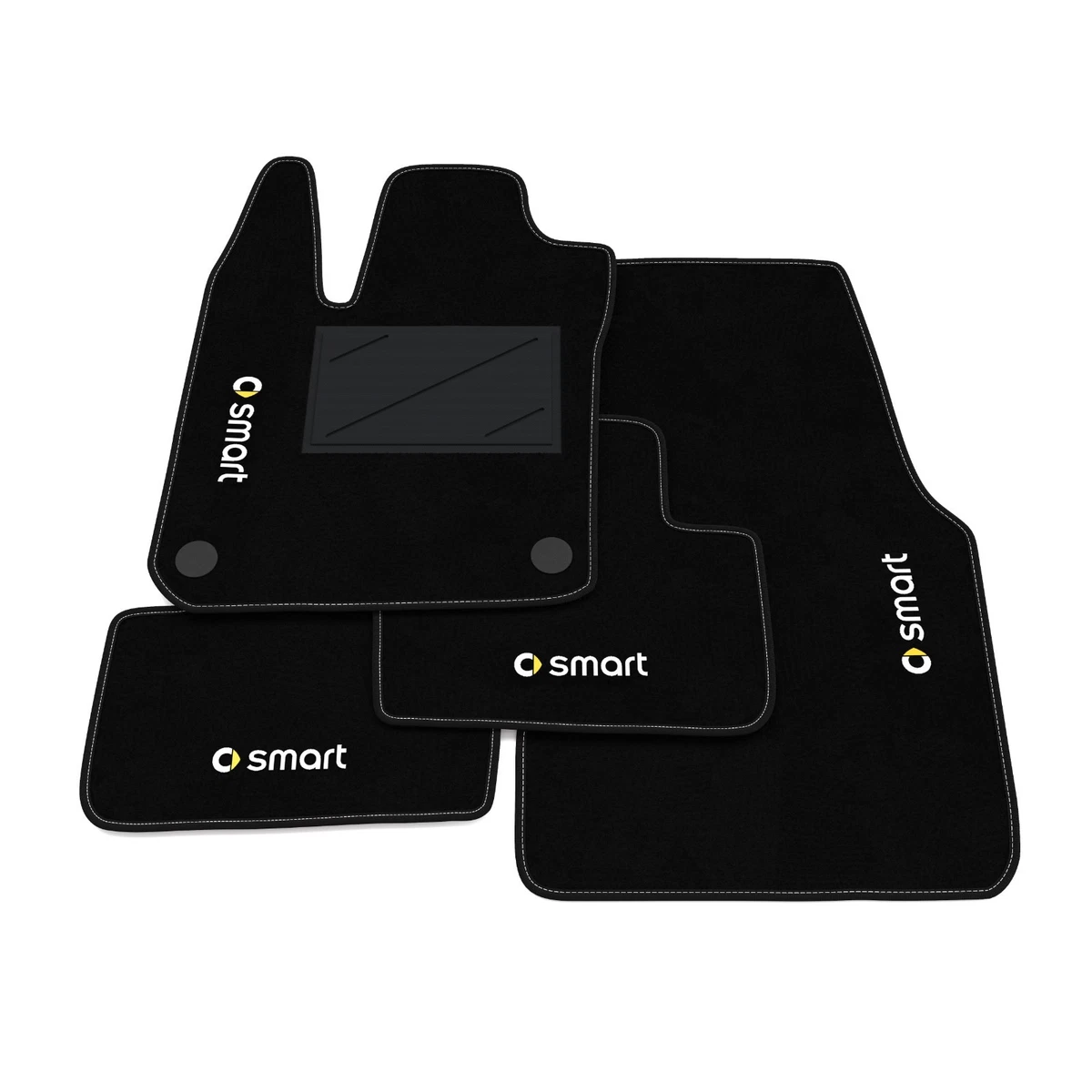SM04-1 Set Tappetini Velluto Premium Pelle Rossa per Smart Fortwo II 2007-2014 t