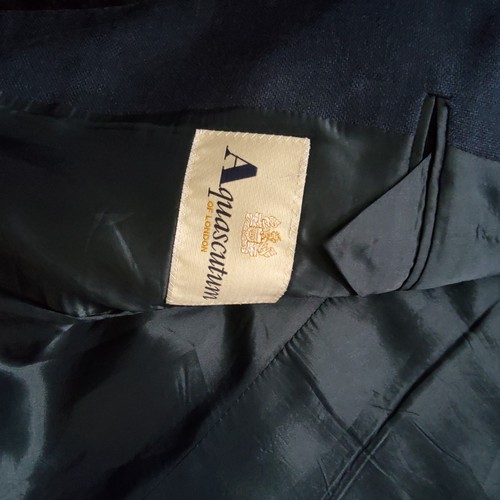 Aquascutum, 1990's 40 S Aquascutum " Pure Cashmere " Solid Navy Blue Overcoat Made England