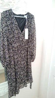 TK Maxx Womens Blue Vanilla Summer Brown Patterned Dress Size 12 Nes