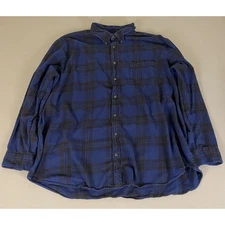The Foundry Supply Co. Flannel Button Down Shirt 3XLT Men's Blue Black Plaid
