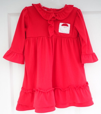 NWT Pleats & Stitches Smocked Santa Cotton Knit Dress Girl's Size 18 Months