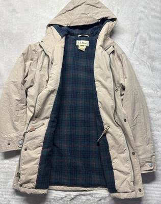 Vintage LL Bean Baxter State Parka Jacket Mens L  Wool Plaid Lined Hooded Coat