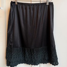 Black Lace Tiered Slip Skirt Size M Semi-Sheer Lingerie Style Mini Gothic