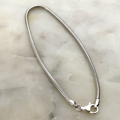 925  Sterling Silver 3 mm Snake Chain 9  Anklet, Bracelet - European Bead Size