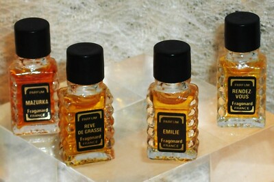 Vintage Fragonard Parfum Emilie Mazurka Rendezvous Reve de Grasse Lot of Four