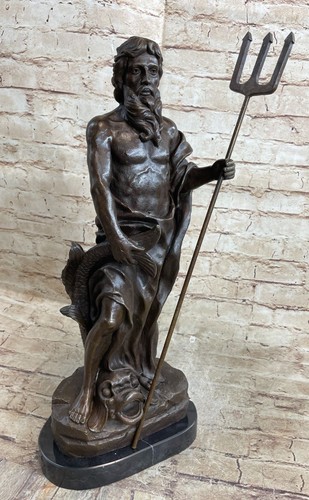 Ancient Roman Bronze Statue of Zeus Jupiter Poseidon Mythology Sculpture Statue - Imagen 3 de 6
