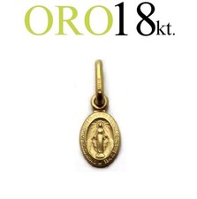 medaglia ciondolo regalo MADONNA MIRACOLOSA oro 18kt. 750/1000 comunione cresima