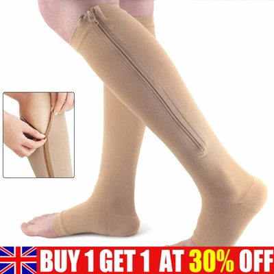 ACESOME Open Toe Medical Compression Socks for Women & Men S/M/L/XL/XXL (1Pair)