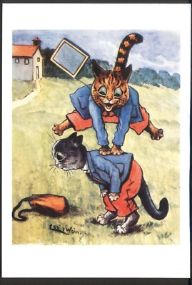 Moderne LOUIS WAIN Postkarte: Katzen spielen Leapfrog. Kostenloser UK Versand