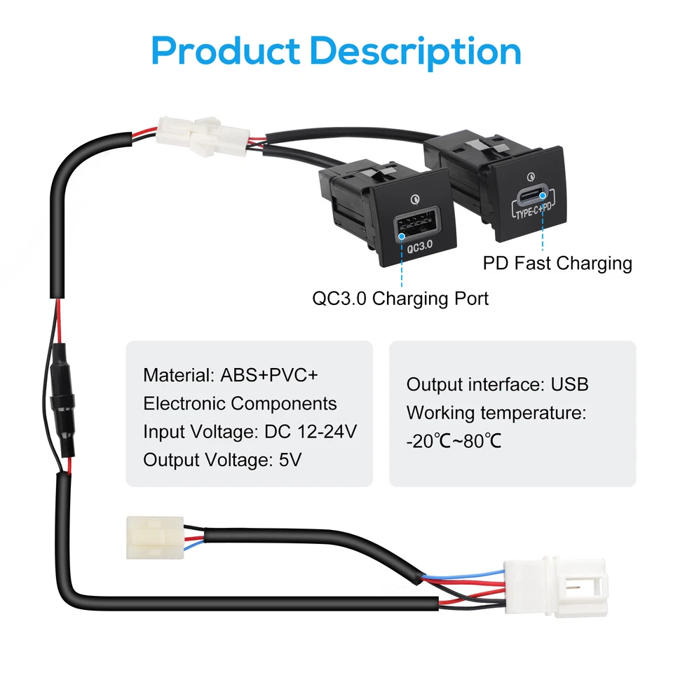 USB QC3.0 Charger + PD For VW Golf GTI R-Line MK5 2006-2013 Jetta MK6 2010-2014 - Image 2 of 4