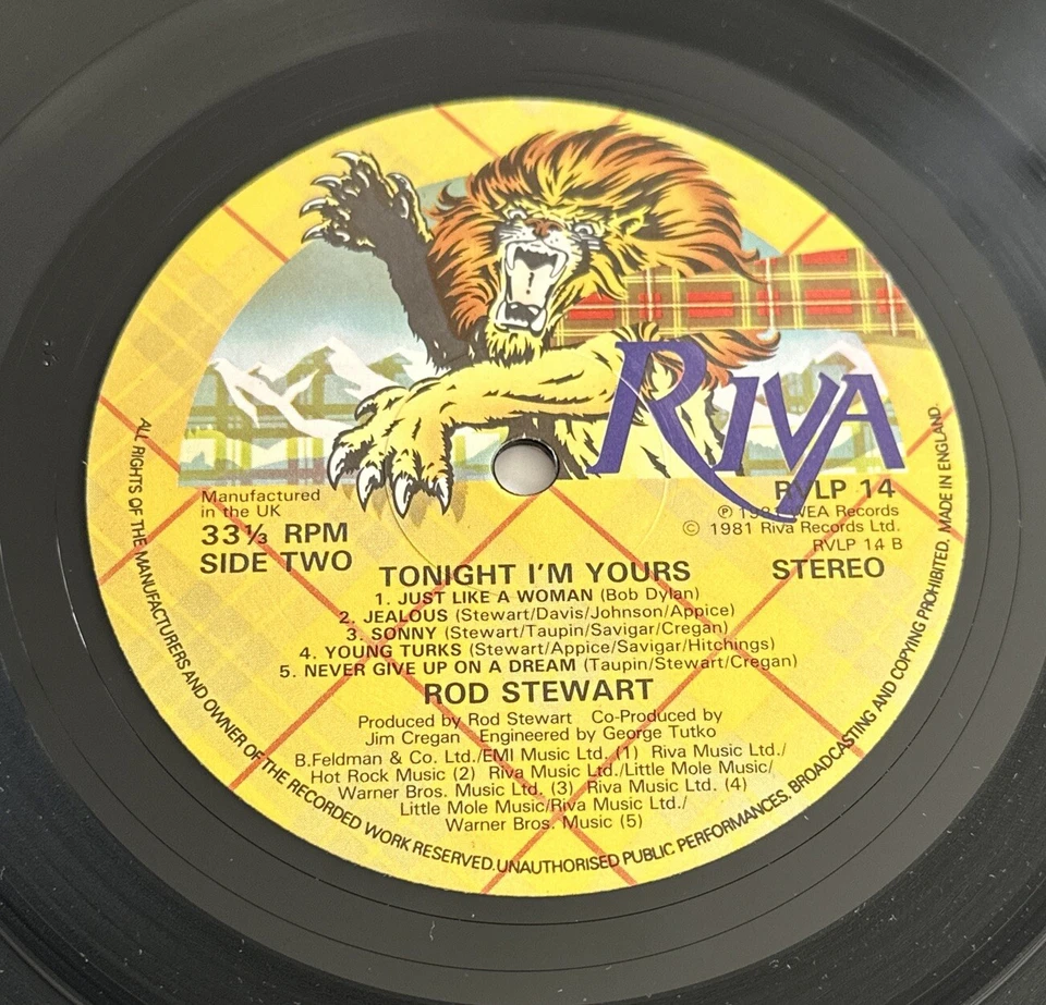 ROD STEWART - TONIGHT I'M YOURS VINYL LP + INNER LYRIC EX / VG+ CONDITION - Image 4 of 4