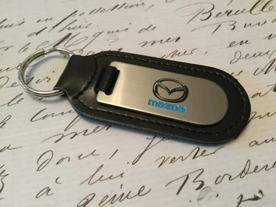MAZDA Key Ring Etched and infilled On Leather