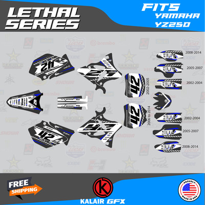 Graphics Kit for Yamaha YZ250 (2002-2014) YZ 250 Lethal - Grey