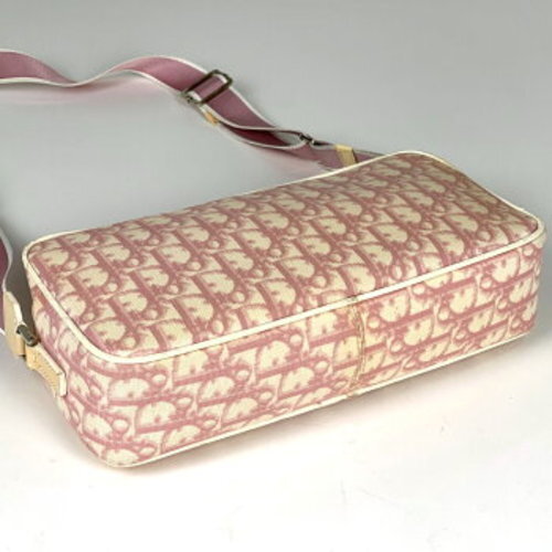 Christian Dior Trotter Pattern Canvas Shoulder Bag Crossbody Pink No.1 Silver - Picture 2 of 7