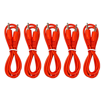 (5) Pack of Red 3.5mm MONO TS Cables for Eurorack Modular Synth Synthesizers