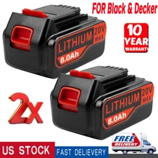 2PCS 20V 8.0Ah For Black and Decker Lithium Li-ion Battery LBXR20 LB2X4020 LBX20