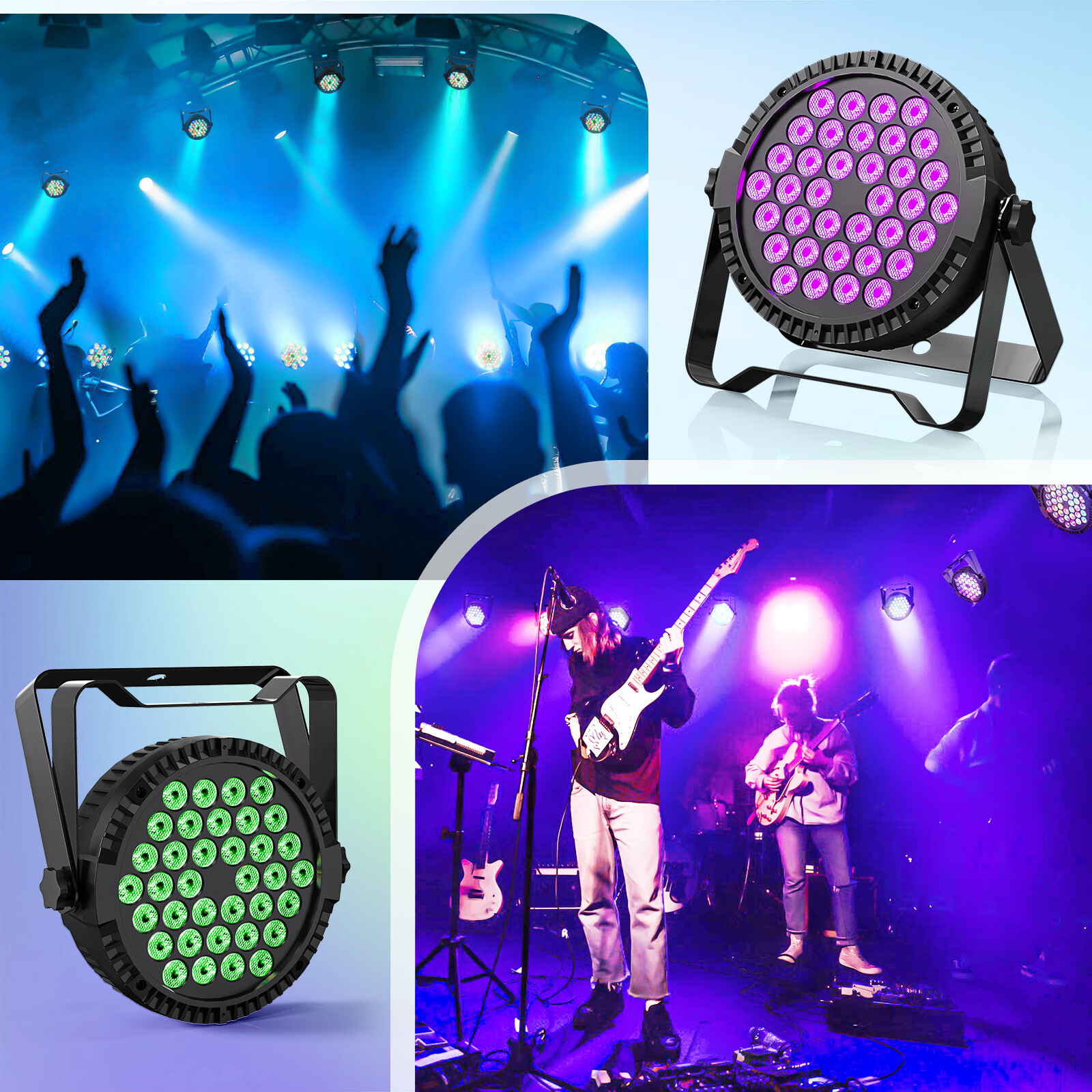 36 LED Stage Lights RGBW Par Can Flat DJ Disco Bar Uplighter Lighting