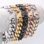 Fashion 13/15mm 316L Stainless Steel Cuban Curb Chain Mens Bracelet Bangle 7-11"
