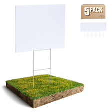 Blank Yard Signs 5-Pack - White - 18" x 24" - With 24" x 9" Double H Stakes