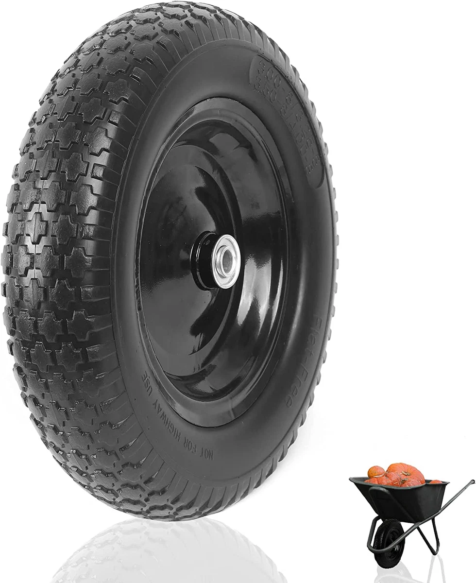 4.80/4.00-8 Flat Free Tire - 14.5”D X 3.2”W Universal Solid