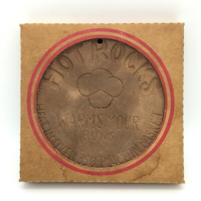 Hot Rocks Warm Your Buns Bread & Bun Natural Stoneware Meal Warming Stone Vintag