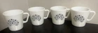Vintage Set of 4 Pyrex Blueberry Summer Impressions Milk Glass Mugs. Exc Cond!