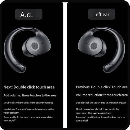 Bluetooth Earphone Ture Wireless Earbuds OWS Open Ear-Hook Sports Headphone - Picture 21 of 44
