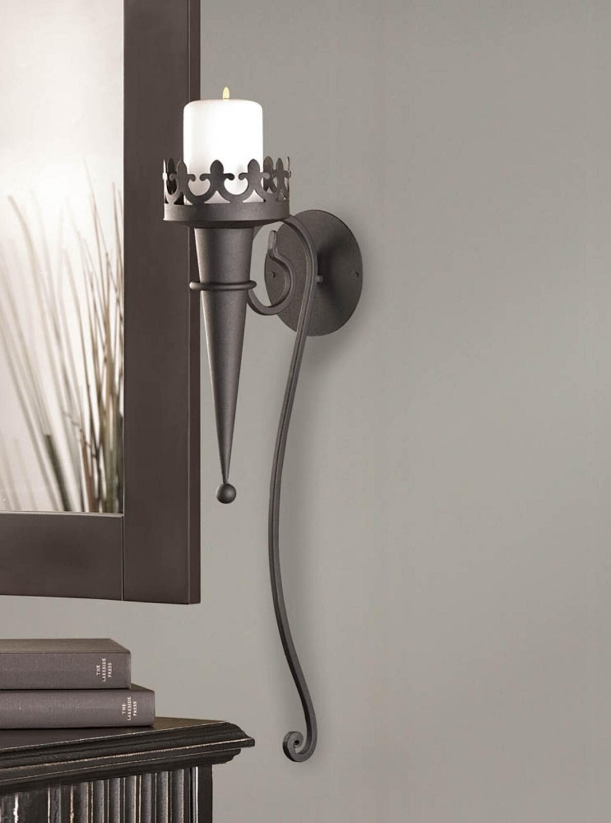 Gothic BLACK Iron Candle Holder Sconce