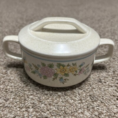 Vintage Temper-Ware By Lenox Sugar Bowl With Lid Handles SKETCHBOOK  Floral