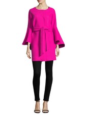 $875 Milly Melton Flare Sleeve Coat Hot Pink Sz Large Nwt