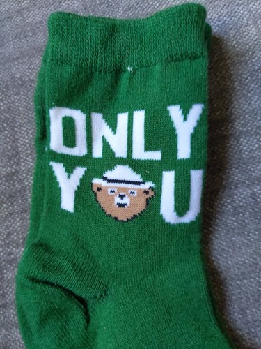 SMOKEY THE BEAR SOCKS Children's Green W/ White Letters NEW with tags Sz 6-7 - Picture 6 of 7