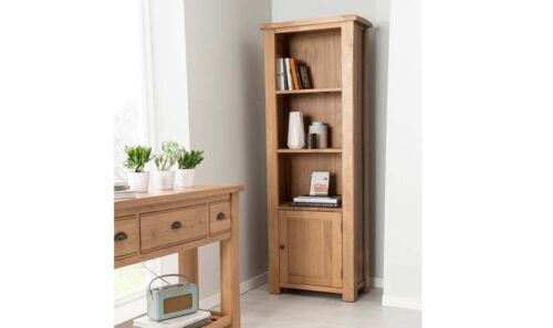 Oak 1 Door Tall Bookcase W68cm x D38cm x H184cm CAPRICE