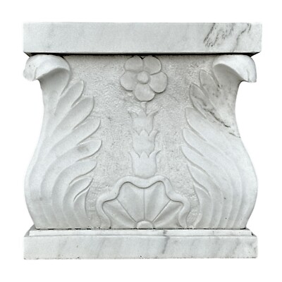 Capitello Fiore In Marmo Bianco Carrara Interior Garden Design Sculpture H 40Cm