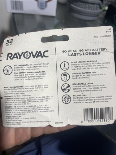 RAYOVAC Size 13 Hearing Aid Batteries 32-Pack Expire 03/25 New In Package - Picture 2 of 2