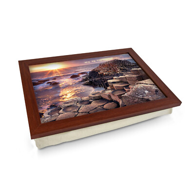 Luxus gerahmtes Schoß Tablett - Premium Geschenk mit Irlands Giant's Causeway Szene