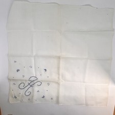 Madeira H Monogram Vintage Handkerchief Blue Embroidery Wedding Hankie 14