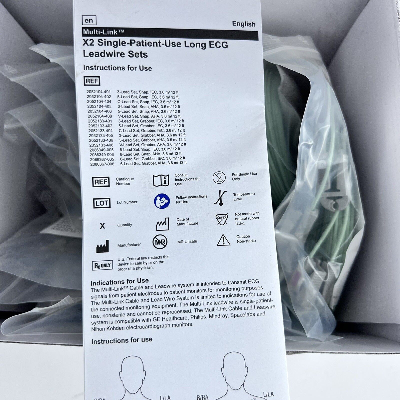 10 Carefusion Multi-Link X2 Long ECG Leadwire 5-lead Set Grabber