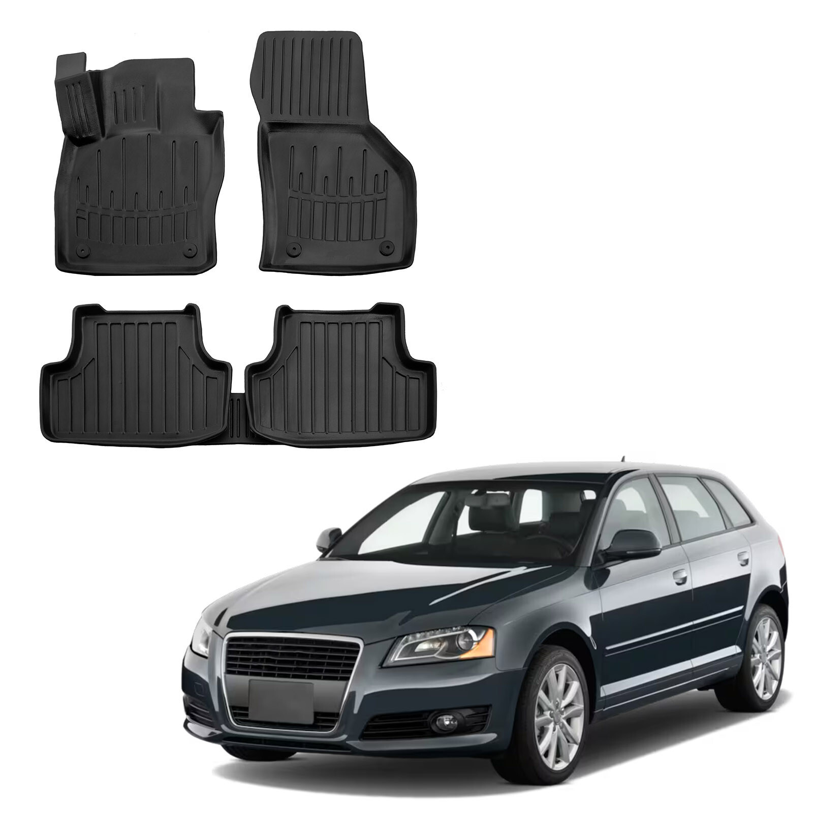 Tapis de sol Audi A3 8V lavable en caoutchouc anti-boue pour habitacle berline et sportback