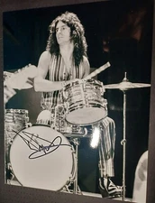 don powell SLADE plays his drums during a gig in the 1970's signed 10x8 photo