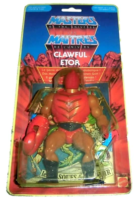 MOTU Clawful Etor Mattel France 1983 [Yellow Border] Euro Card 6-Back *JRF - Photo 1/4