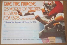1973 Sports Illustrated Promo Ad Card San Francisco 49ers vs Green Bay Packers