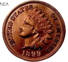 1899 Indian Head Penny Cent ~ Borderline Uncirculated (red) AU++